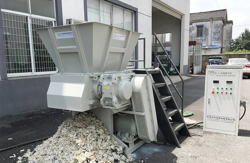 High Efficient Plastic Waste Scrap Metal Plywood Wood Pallet Plastic PP/PE/HDPE/LDPE/PVC Lump Pipe Recycling Single Shaft Shredder