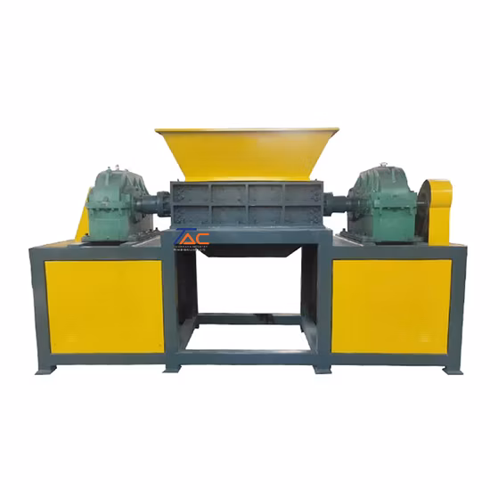 슈레더 기계 HDPE 파이프 덩어리 블록 고무 타이어 더블 단일 샤프트 문서 절단기 2축 플라스틱 슈레더